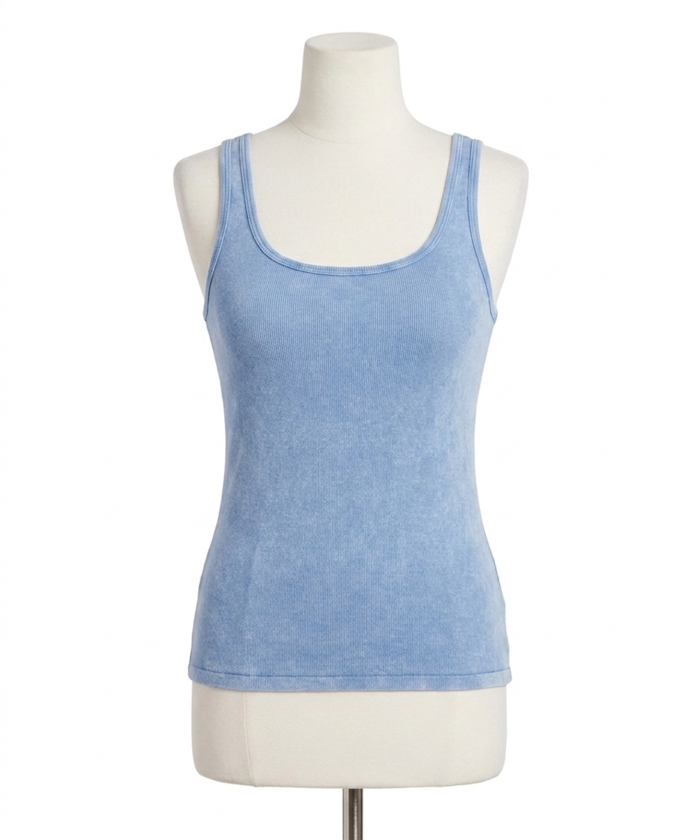 NEW ANGEL APPAREL stone wash tank top in sky blue